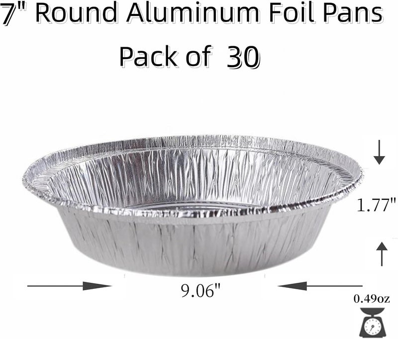 LUCKMETA 7'' Inch Round Tin Foil Pans Disposable Aluminum Pans with Clear Lids (30 Pack), Freezer & Oven Safe - For Baking, Cooking, Storage, Roasting, & Reheating, Recyclable, Pack of 30 - Image 2